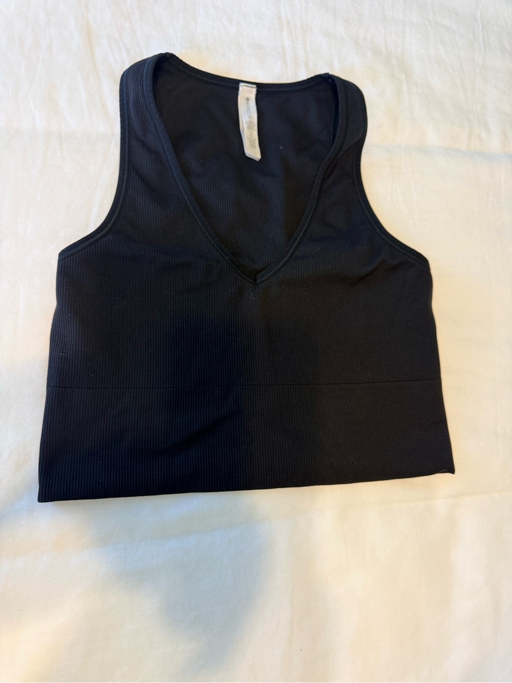 Athleta Black Ribbed V-Neck Tank